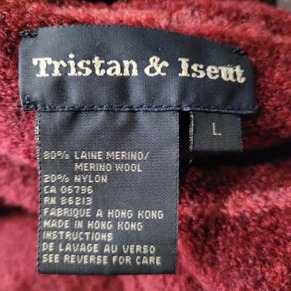 TRISTAN & ISEUT Red Pull Over Wool V Neck Sweater Size L - Picture 5 of 5
